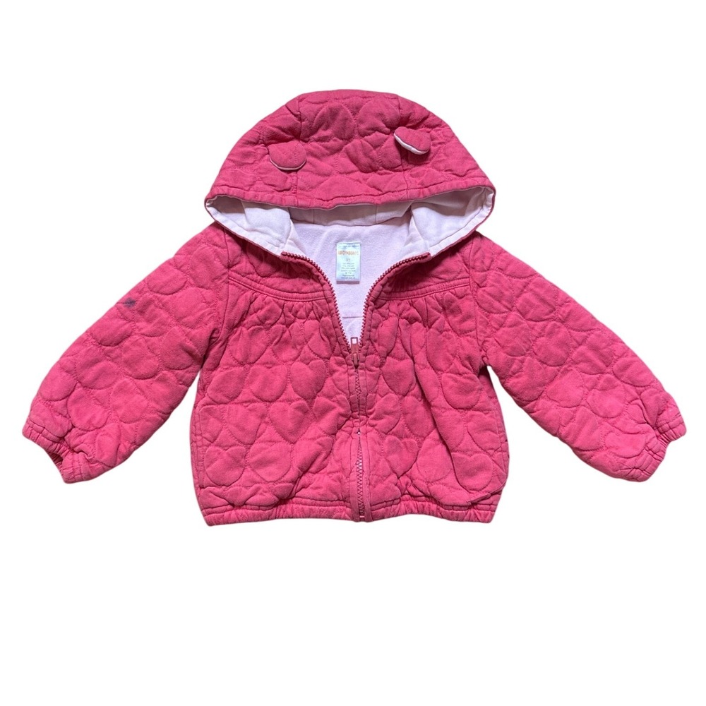 Gymboree Quilted Heart Hoodie Kids Pink Good Hooded Ears Jacket SIZE 3T